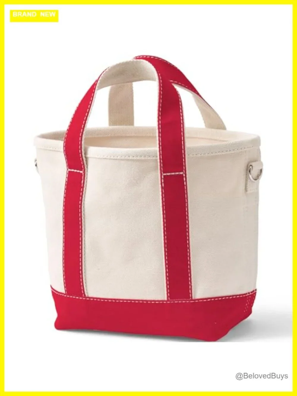 Canvas Tote Bag With Structured Base, Laptop Compartment, 5 Pockets